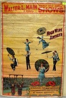 WALTER L. MAIN SHOWS 3-RING CIRCUS POSTER