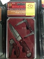 Winchester 3 Wood Handled Knives in Gift Tin