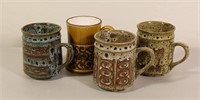 Four Pottery Coffee Cups
