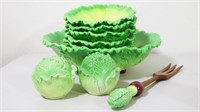 Mid Century 10Pc SEYEL Lettuce Leaf Salad Set