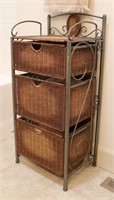 Metal & Wicker 3-Drawer Stand