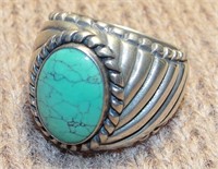 Sterling Silver Turquoise  Ring Size 7.5 Sz 7.5