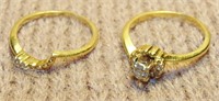 18K Gold Wedding set Engagement Sz6.5     4.5grams