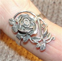 Sterling Silver Rose Ring Size 8