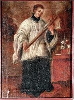 18C Spanish Colonial School Painting of Saint