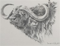 DONALD GRANT, Charcoal Drawing Buffalo