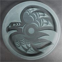 Etched Art Glass Charger, Thunderbird