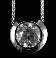 1.23 Carat Diamond Solitaire Necklace 14k WG