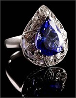 Designer TANZANITE & Diamond 14k WG Ring