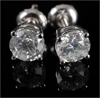 1.31 Carat Diamond Solitaire Earrings