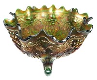 Fenton Grape Cable/Persian Medallion Green Bowl