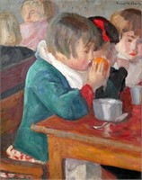 Pierre Villain, Oil Painting of Girls at Lunch
