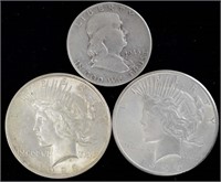 Coin Lot - 2 Peace Dollars, 5 Walking Liberty,