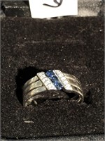 Sterling silver ring with blue sapphires and