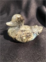 Hand carved labradorite duck with lots of fire