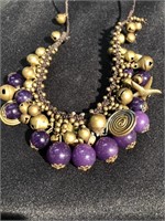 Vintage necklace with brass bells and lavender
