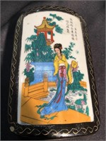 Hand-painted porcelain top trinket box