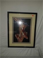 Framed Handmade Giraffe & Young Paper Sculpture