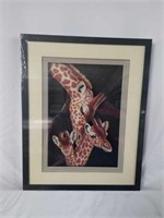 Framed Handmade Giraffe & Young Paper Sculpture