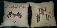 Patriotic Hand Made Embroidered Throw Pillows