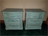 Pair of Sage Contemporary Antiqued End Tables