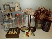 Group of Candle Lamps, Butterfly Ornament and More