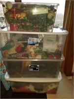4 Totes of Christmas Decorations with Nesting Doll