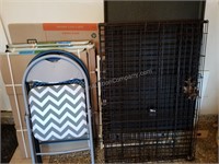 Dog Crate and Pair of Folding Chairs