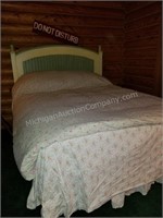 Queen Bed Frame w/ Wood Painted Country Headboard