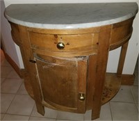 Antique Half-Moon Marble Top Commode