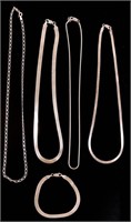 4 Silver Necklaces & 1 Silver Bracelet