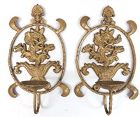 Pair of Painted Cast Iron Candle Sconces