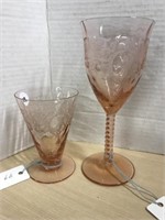 2 ‘Morgan’ Pink Depression Glasses 1920-30’s