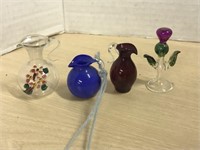 4 Handblown Glass Miniatures