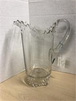 Large Pressed Glass Footed Pitcher
