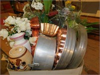 COPPER MOLDS, VASE, FAUX FLOWERS