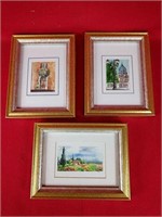 Three Framed & Signed Italian Watercolors