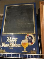 pabst blue ribbon tin/chalkboard