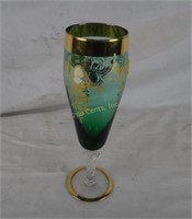 Gold & Green Stemware Glass Lady Busts