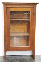 Vintage Wooden Cabinet with 3-Shelves & Glass Door