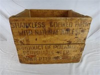 Vintage Advertising Wood Crate Cooked Ham Atalanta