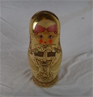 Russian Nesting Doll 11.25" Tall Gold Leaf