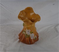 Vtg Art Pottery Vase Flowers Ruffled Top