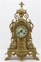 Ornate Brass Rococo French Style Mantle Clock