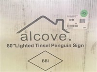 ALCOVE 60 INCH LIGHTED TINSEL PENGUIN SIGN