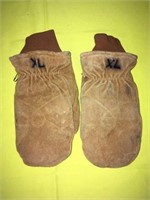 BROWN SUEDE MITTENS SIZE LARGE