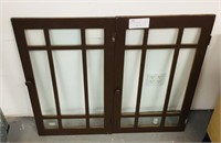 pair of glass cabinet doors-wood frame
