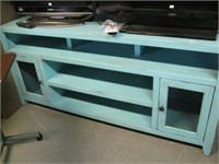 Turquoise Blue TV Stand with Lower Shelves &