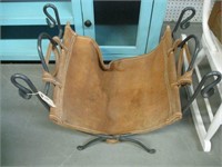 Iron & Leather Firewood Rack/Stand