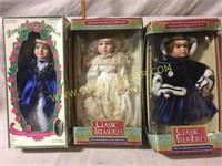3 collectible porcelain dolls in original boxes